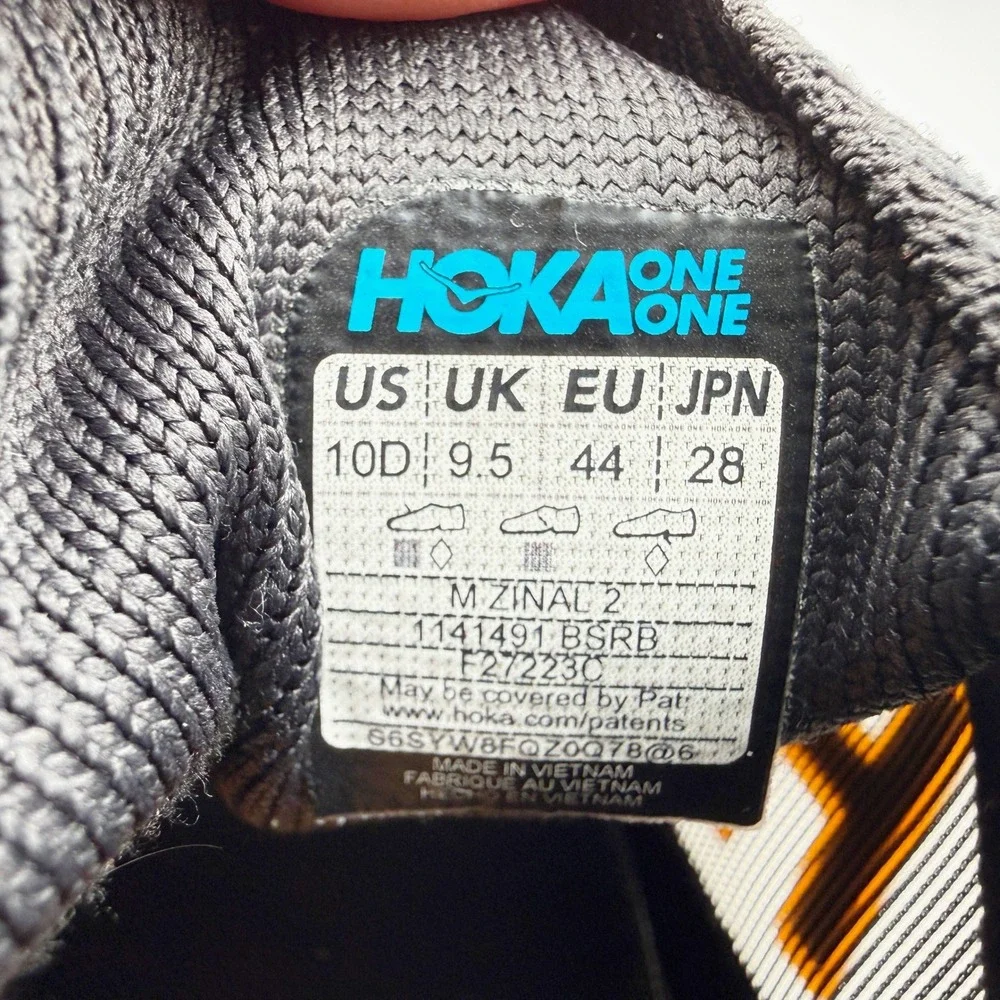 Hoka Zinal 2, Black and Yellow Orange Athletic Shoes